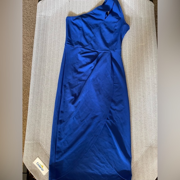 Elegant One-Shoulder Blue Dress - Picture 1 of 1